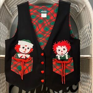 Vintage Snowden & Friends Raggedy Ann & Andy Christmas  Vest